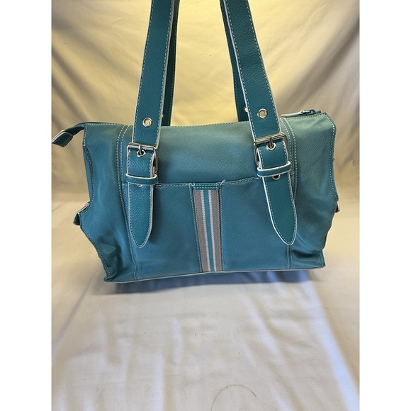 Kenneth Cole Reaction Teal & Stripped Handbag / Shoulder Bag Purse - Picture 2 of 10
